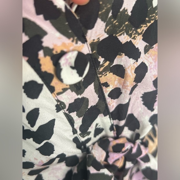 Veronica Beard Amani Watercolor Leopard short sleeve silk blend midi Dress XS/2 - Picture 11 of 12